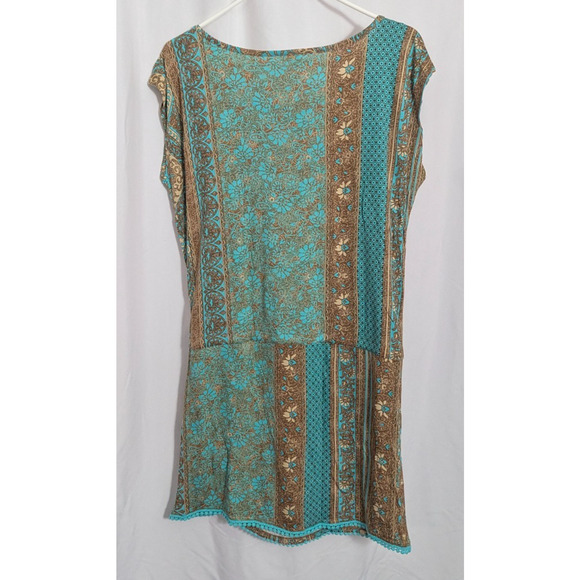 Lascana Turquoise Drawstring Tunic Swim Cover Size 38 6 T1 Boho Resort Summer - Picture 5 of 5